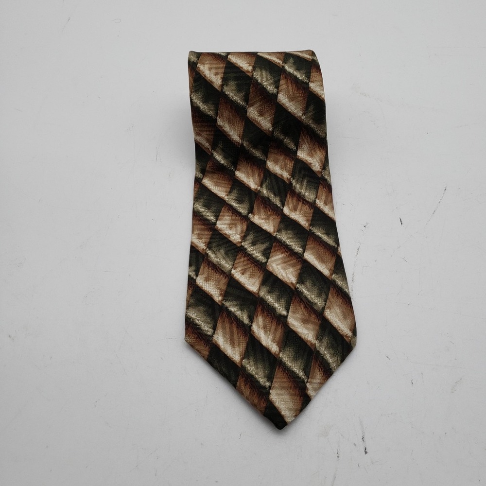 Bugatti Tie Mens One Size Brown Silk Geometric Woven Classic Pointed Necktie